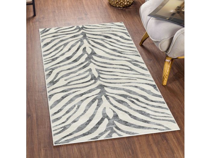 Tapis de couloir poils ras ZORA motif zèbre