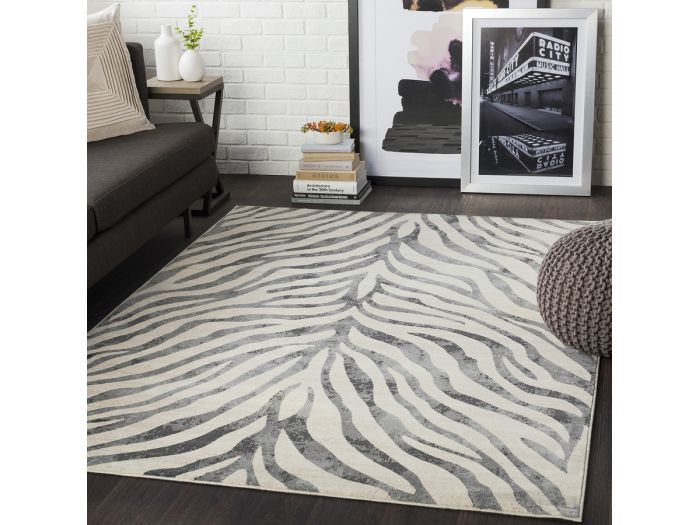 Tapis poils ras ZORA motif zèbre