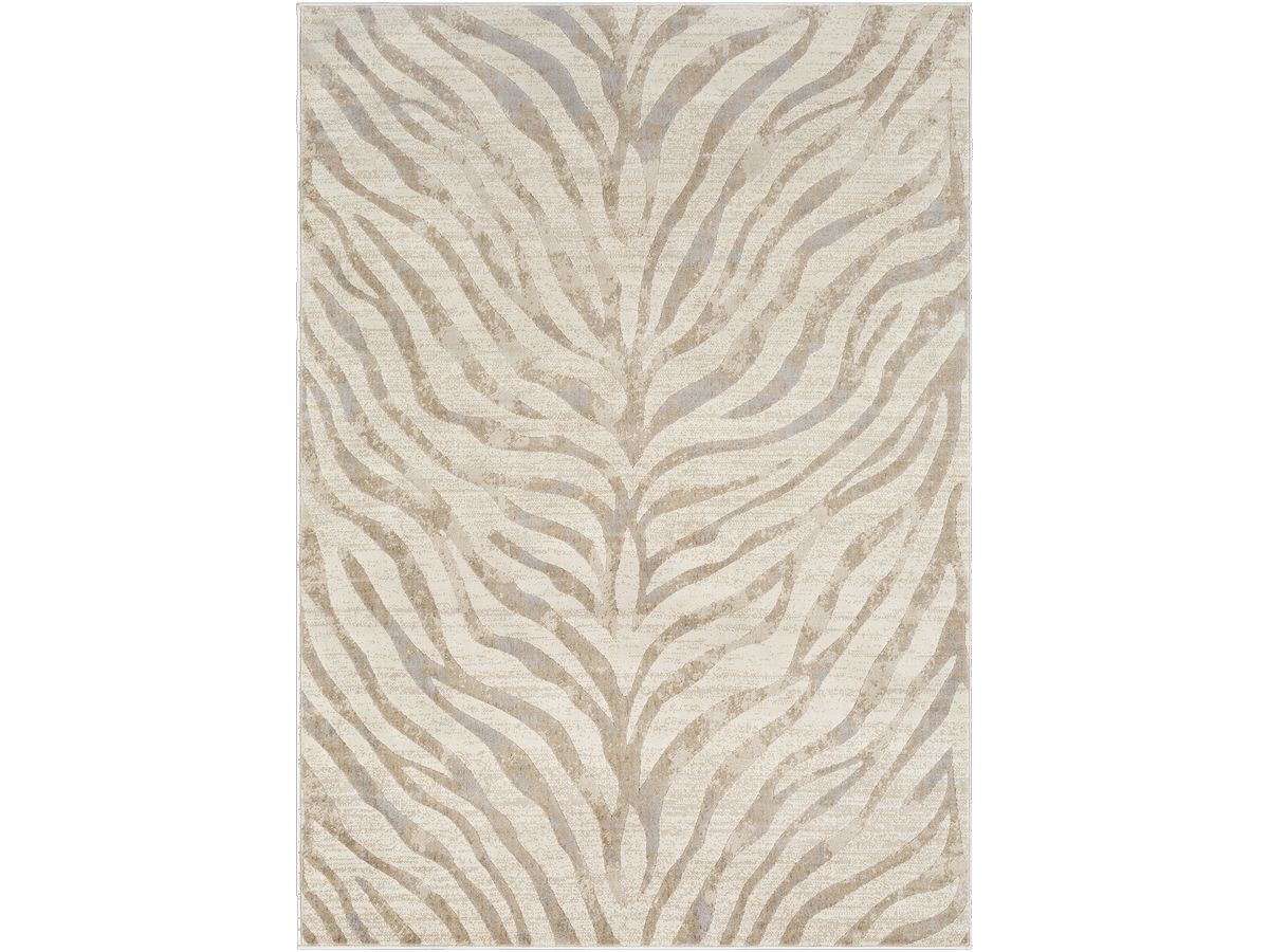 Tapis poils ras ZORA motif zèbre beige — vue 3