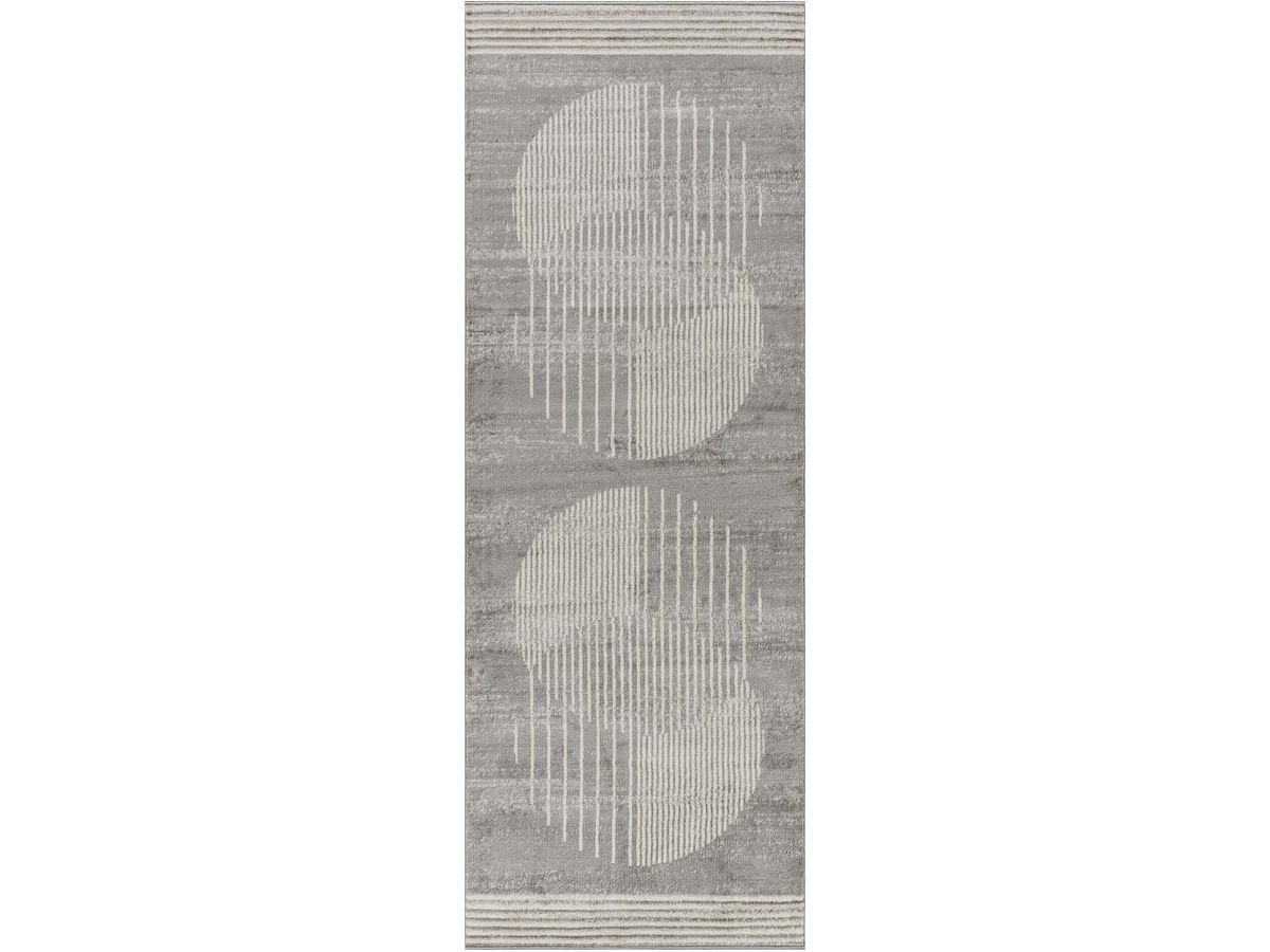 Tapis de couloir poils ras SENO motif graphique gris — vue 3