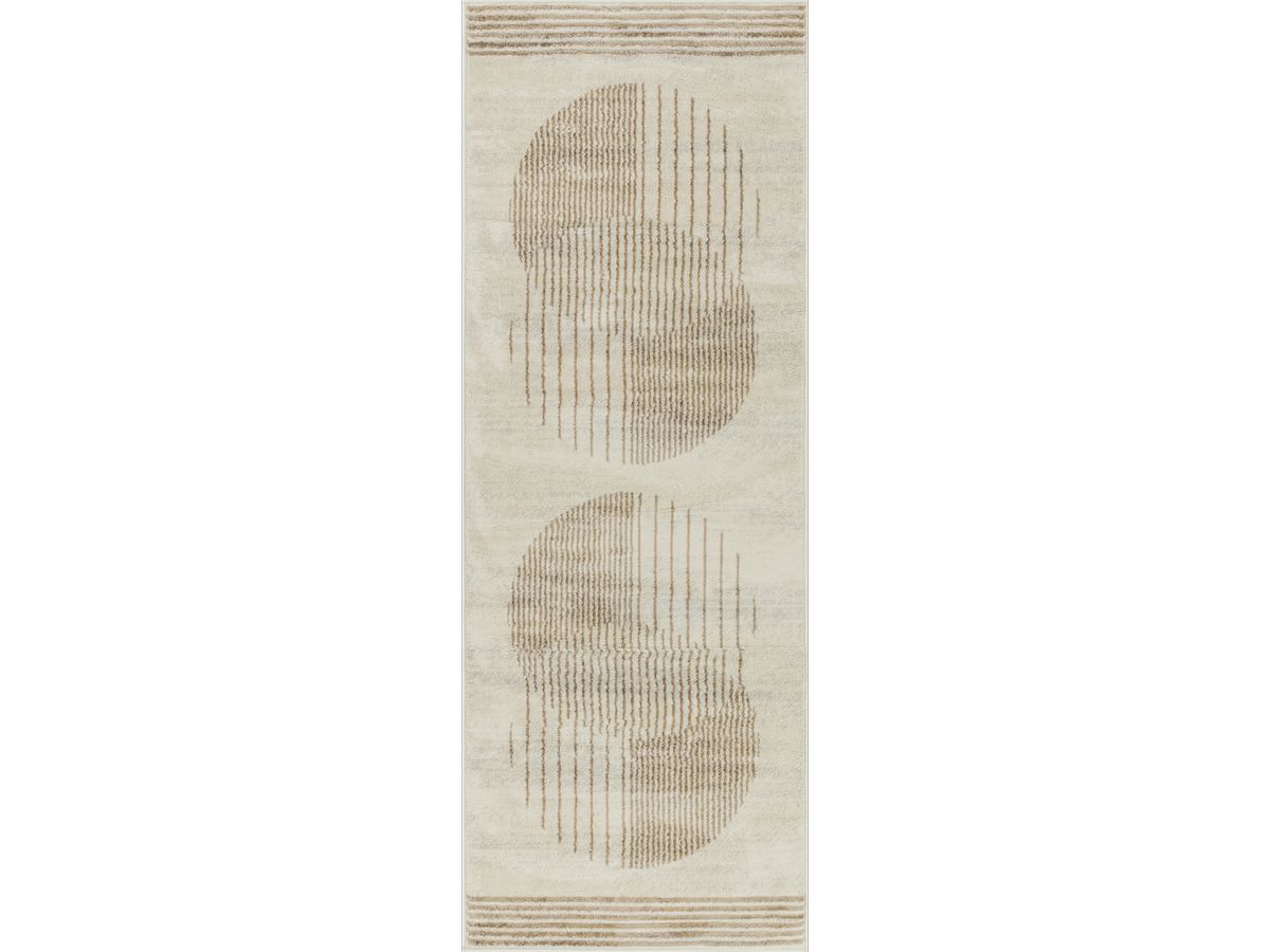 Tapis de couloir poils ras SENO motif graphique beige — vue 3
