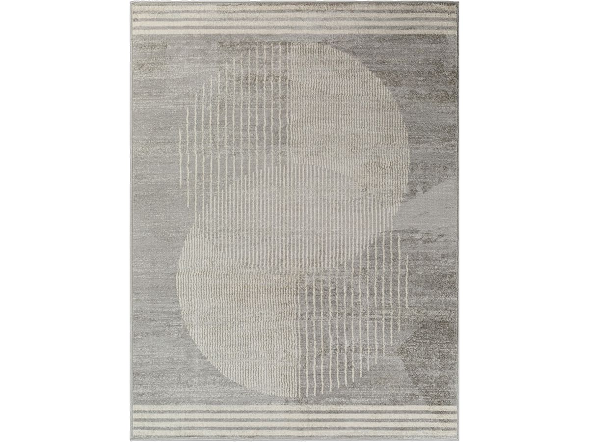Tapis poils ras SENO motif graphique gris — vue 3
