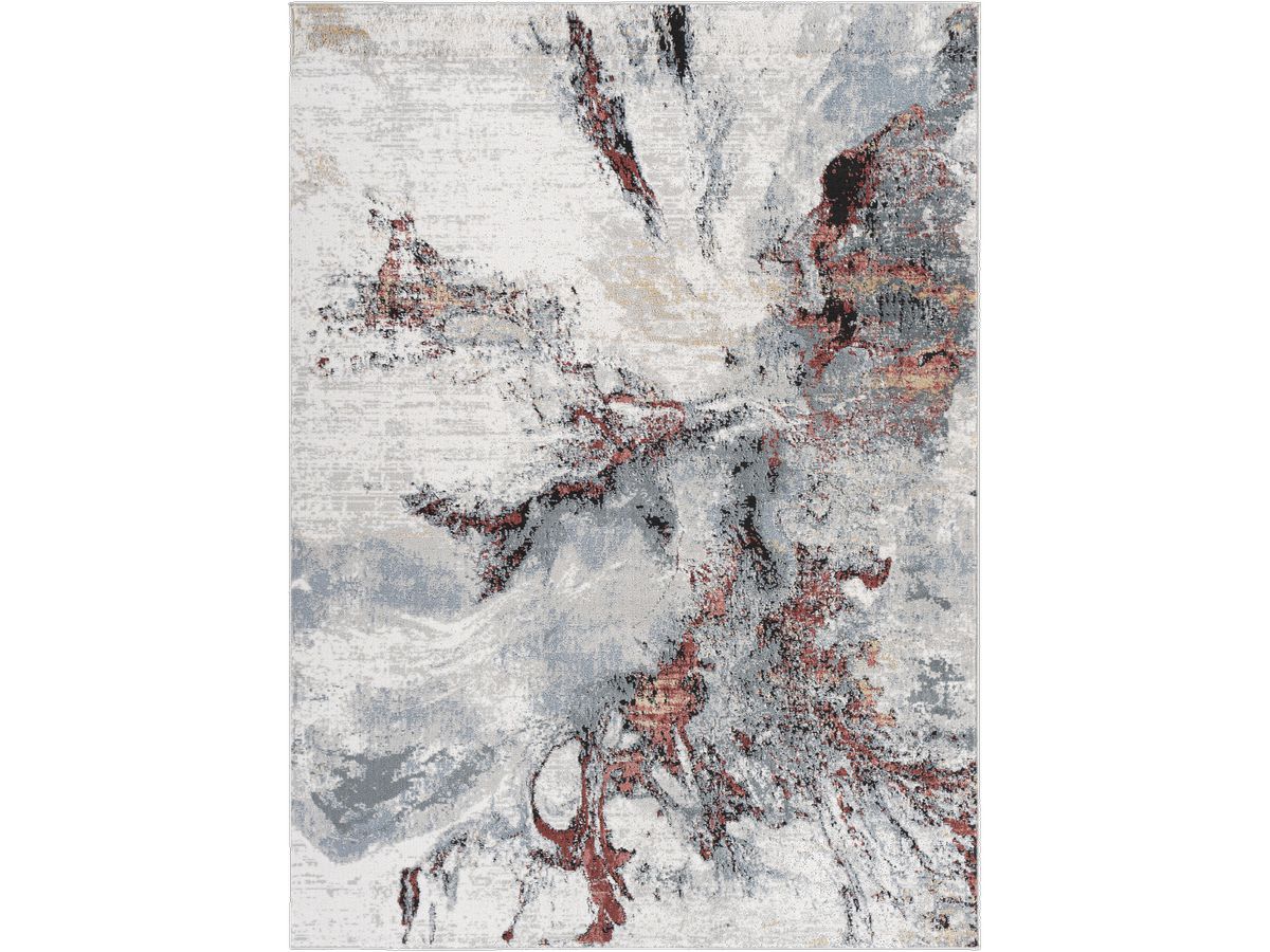 Tapis poils ras ORION motif abstrait rouge — vue 3