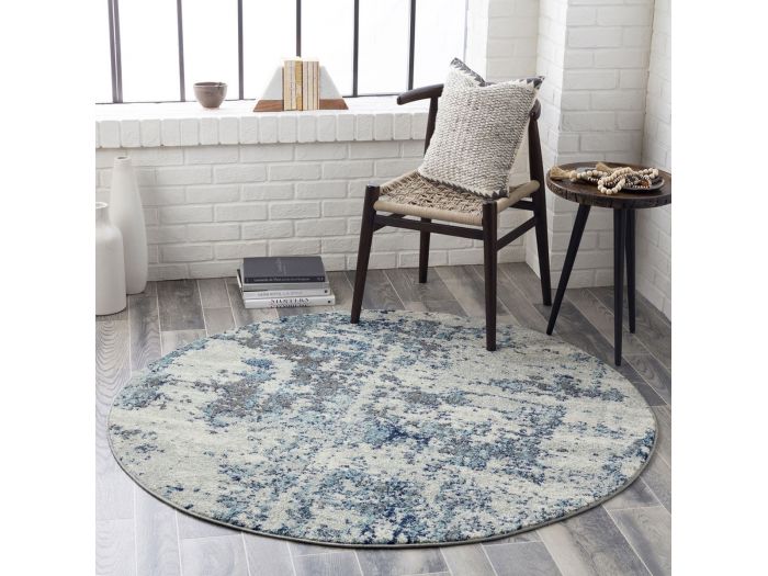 Tapis rond poils ras YSBA motif abstrait