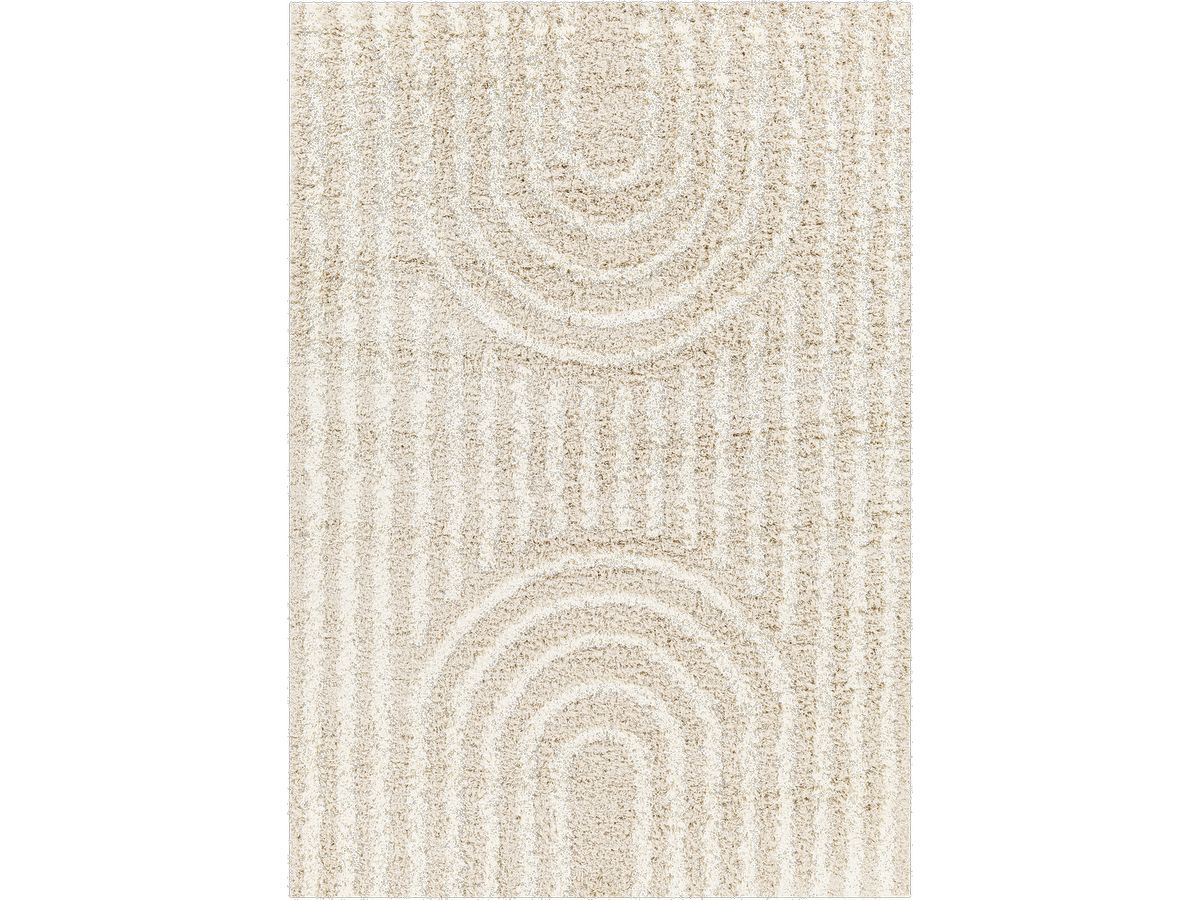 Tapis poils longs KIMU motif abstrait beige — vue 3