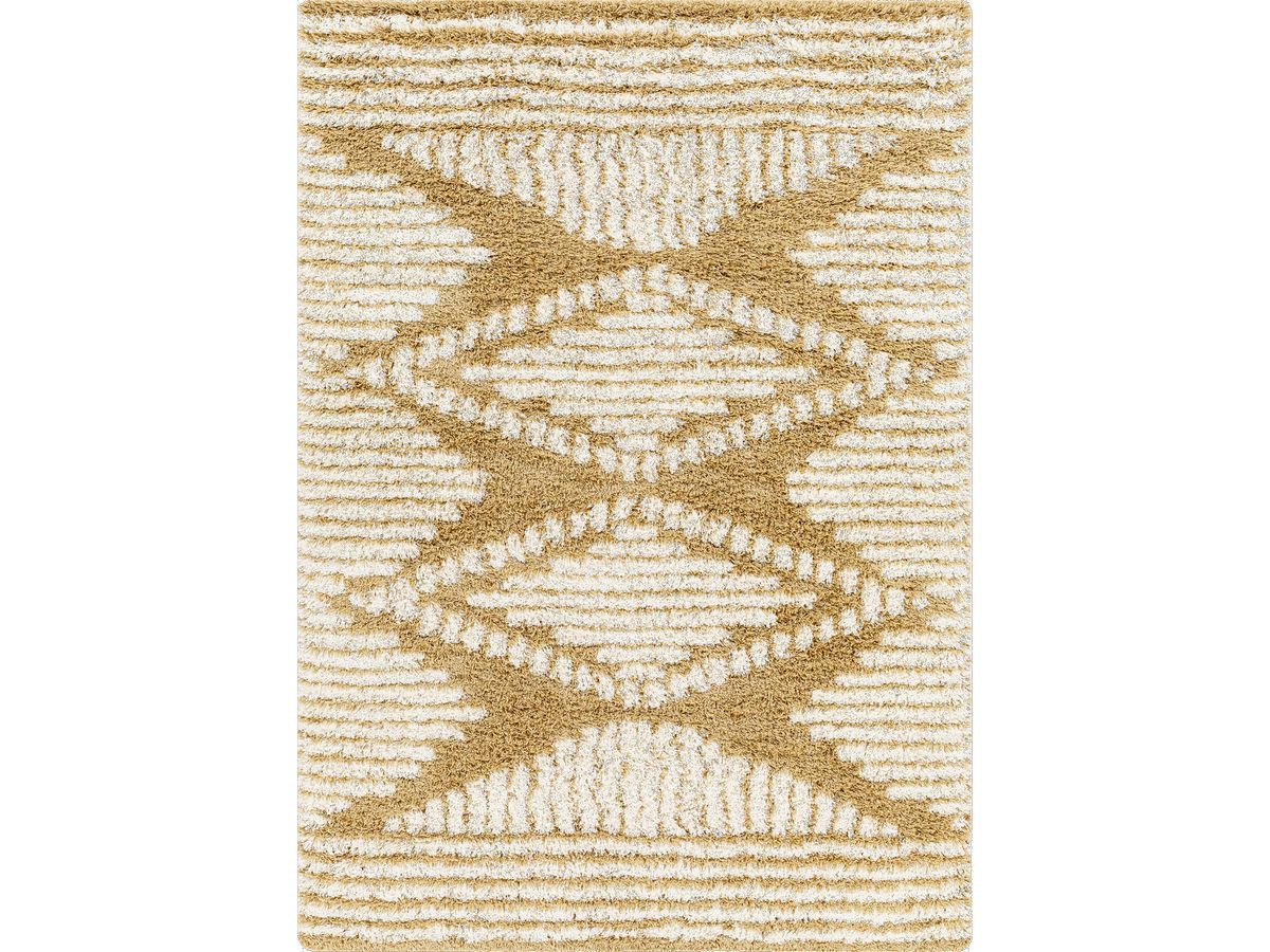 Tapis poils longs RIANO motif berbère jaune — vue 3