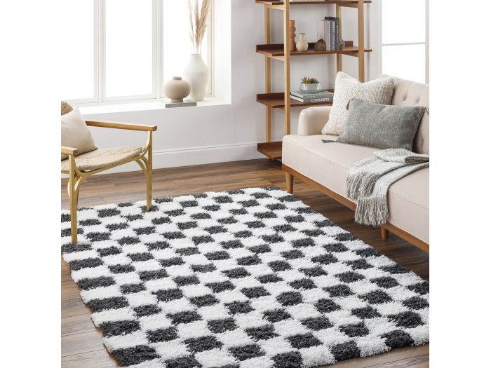 Tapis poils longs RIMA motif damier