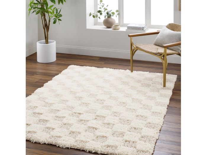 Tapis poils longs RIMA motif damier