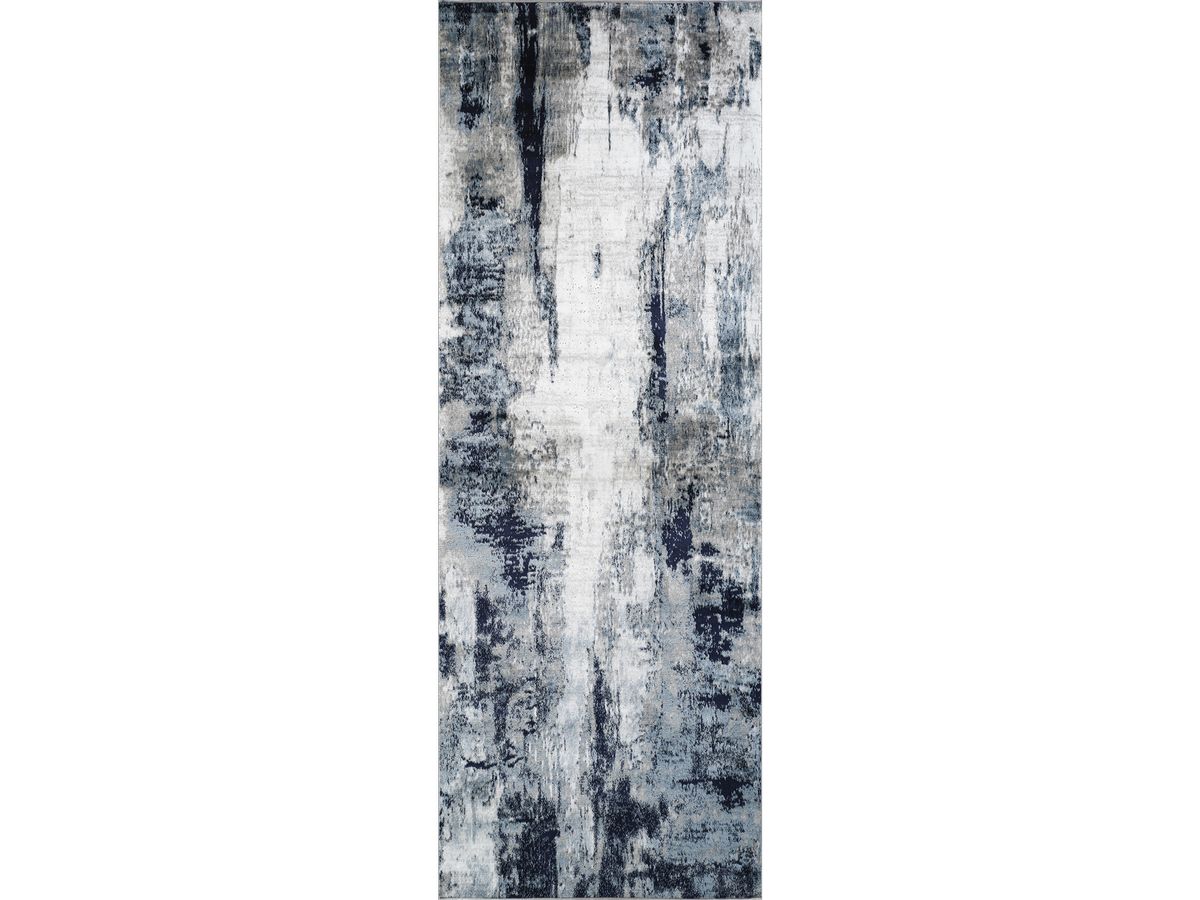 Tapis de couloir poils ras AMNA motif abstrait bleu — vue 3