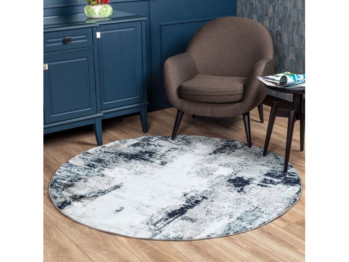 Tapis rond poils ras AMNA motif abstrait