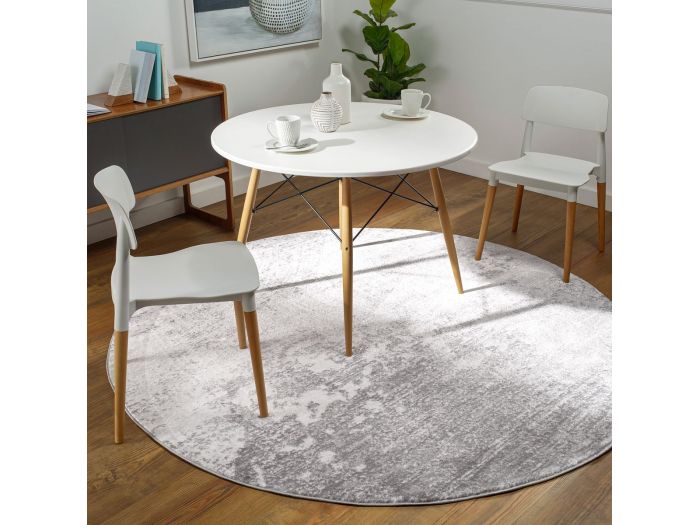 Tapis rond poils ras ELSIE motif abstrait