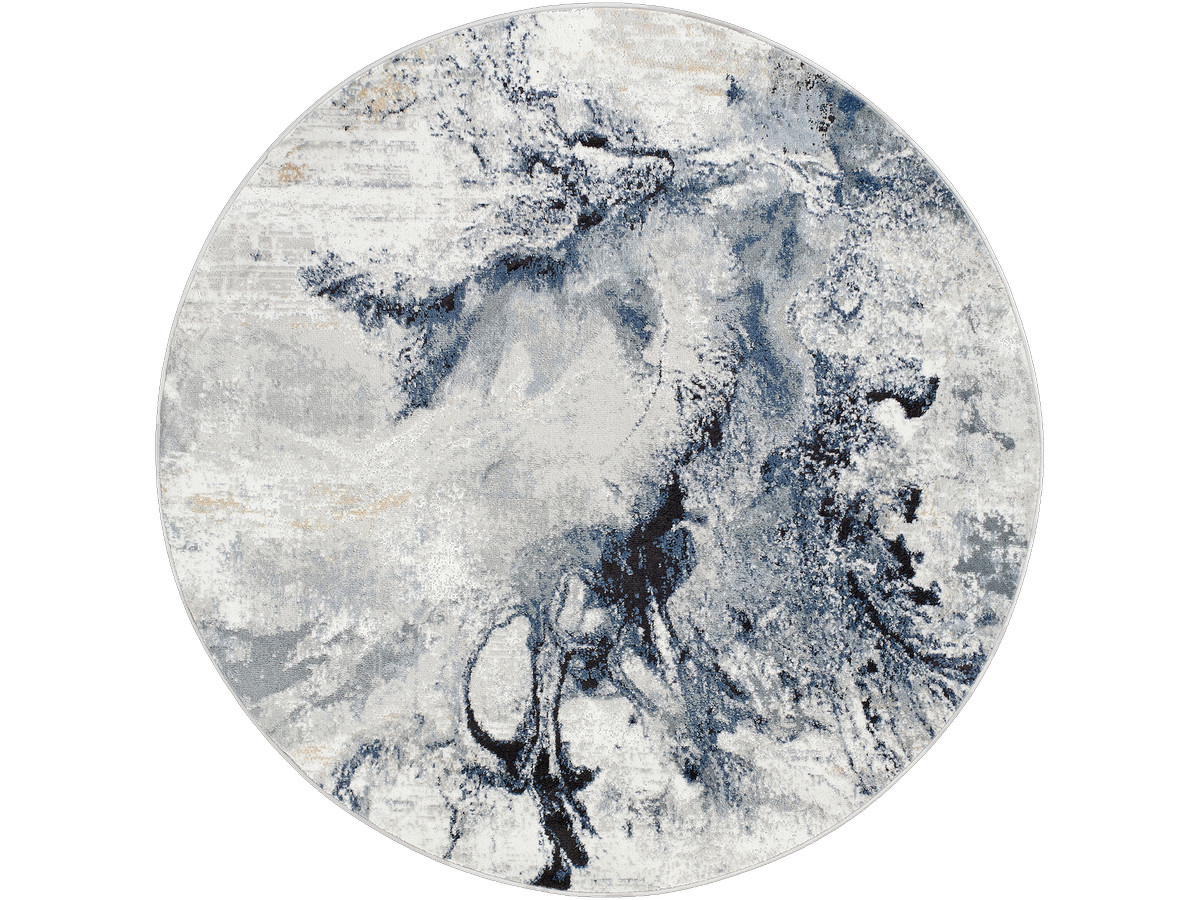 Tapis rond poils ras ORION motif abstrait