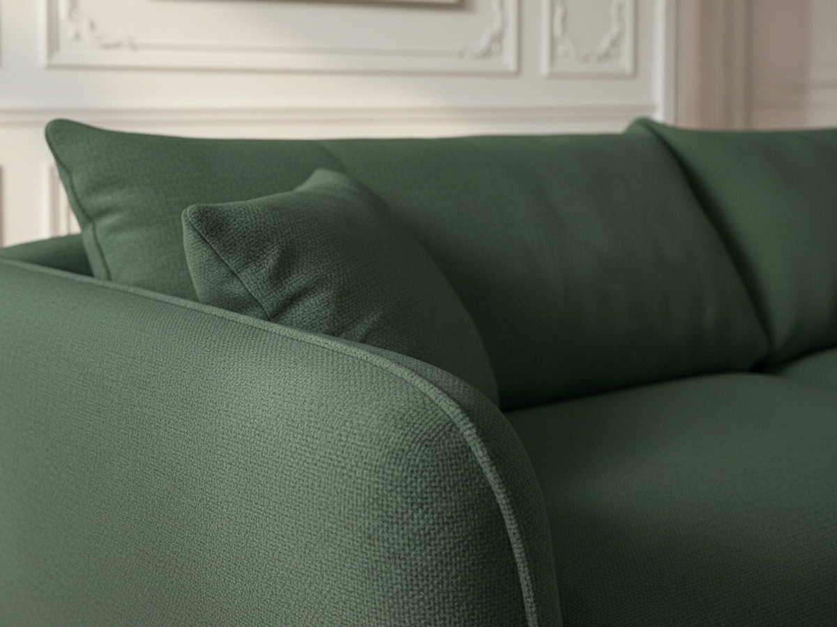 Canapé d'angle fixe LUIGI tissu texturé avec pouf