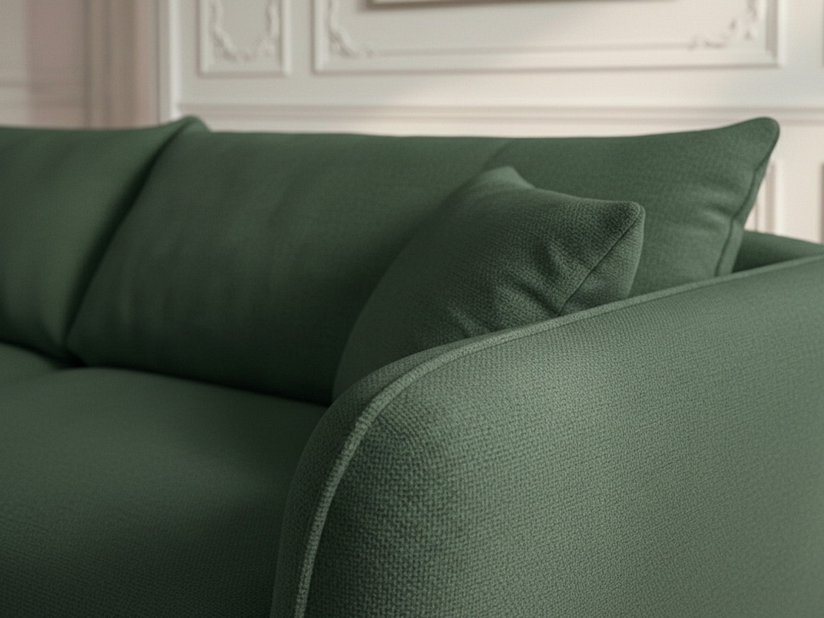 Canapé d'angle fixe LUIGI tissu texturé avec pouf