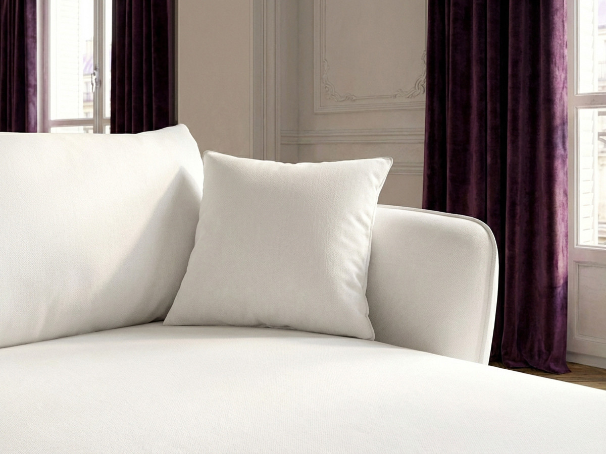 Canapé d'angle fixe LUIGI tissu texturé avec pouf