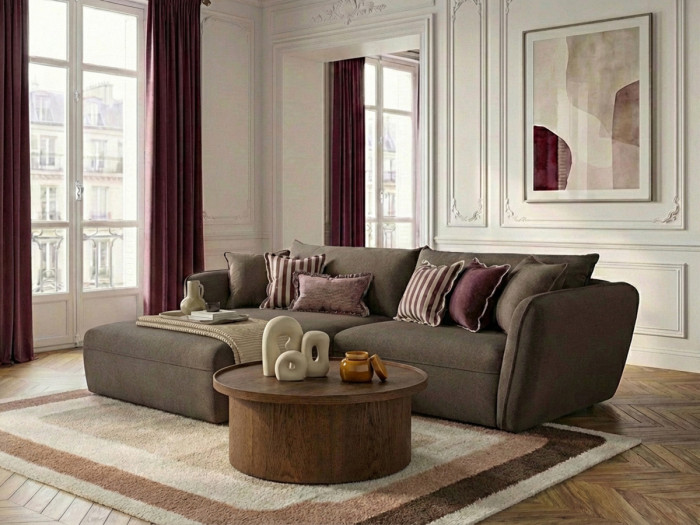 Canapé d'angle fixe LUIGI tissu texturé