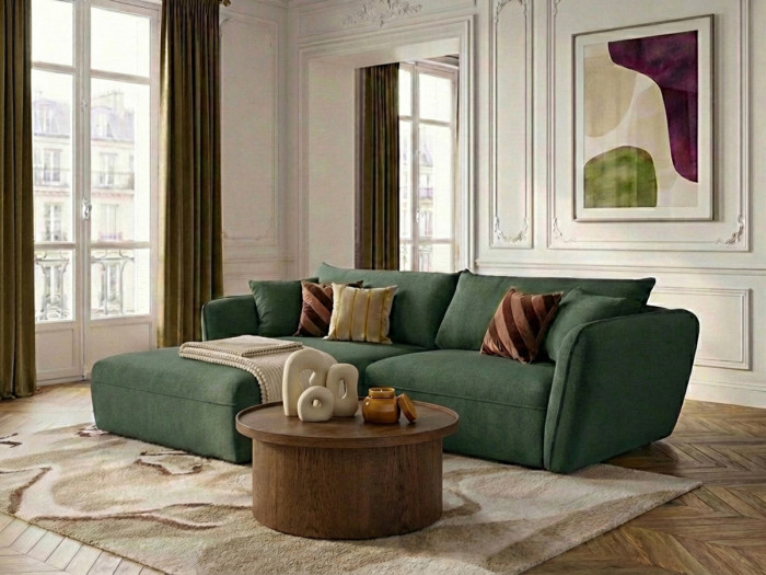 Canapé d'angle fixe LUIGI tissu texturé