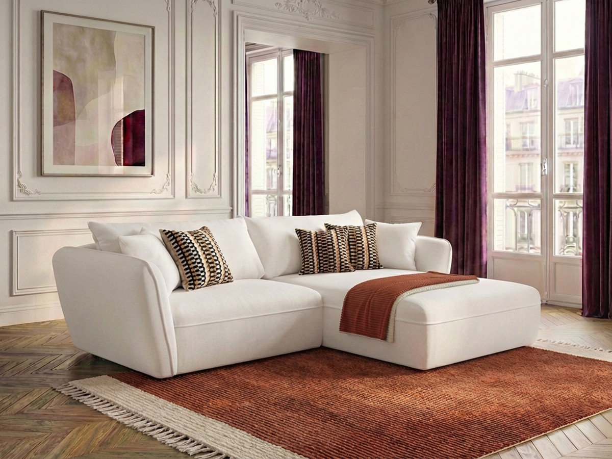 Canapé d'angle LUIGI texturé blanc — vue 6