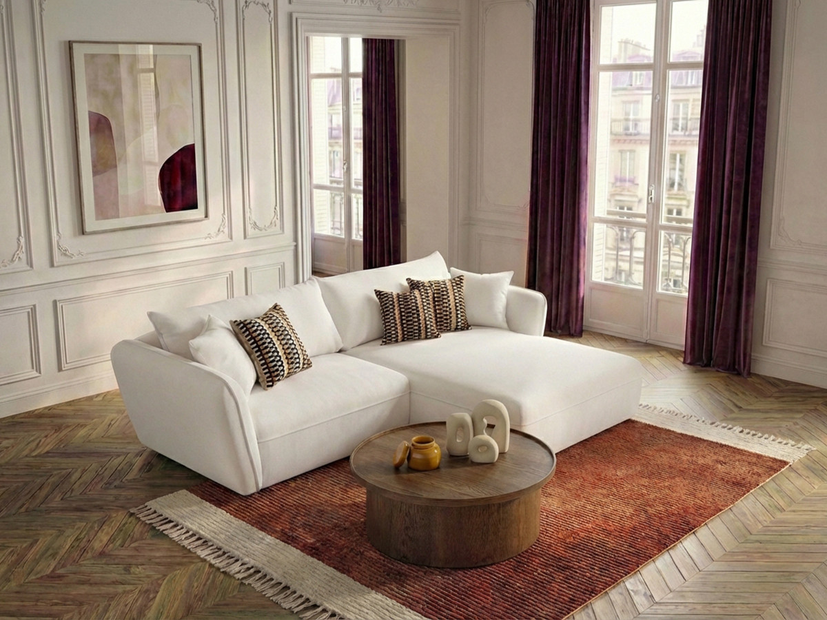 Canapé d'angle LUIGI texturé blanc — vue 5