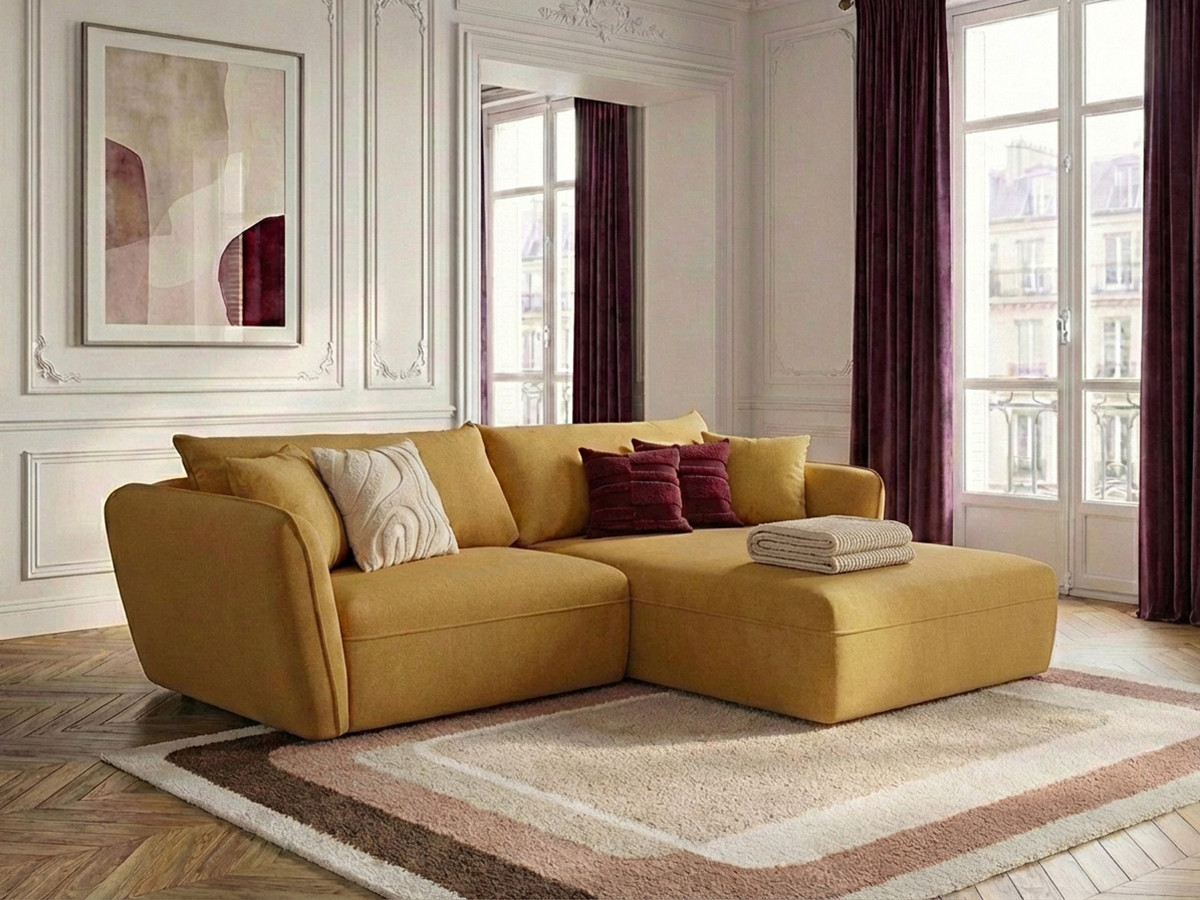 Canapé d'angle LUIGI texturé jaune — vue 6
