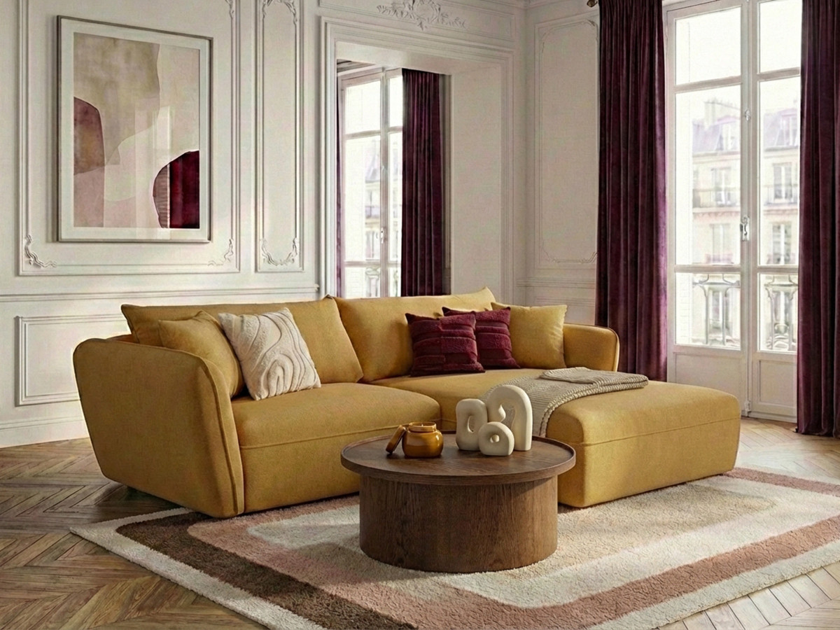 Canapé d'angle LUIGI lisse jaune