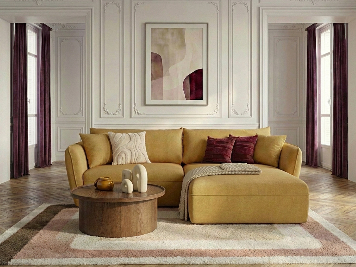 Canapé d'angle LUIGI texturé jaune — vue 4