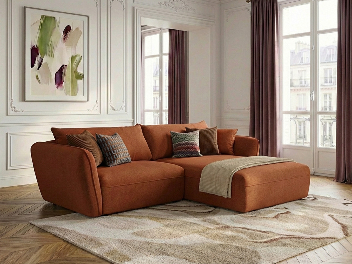 Canapé d'angle LUIGI texturé orange — vue 6