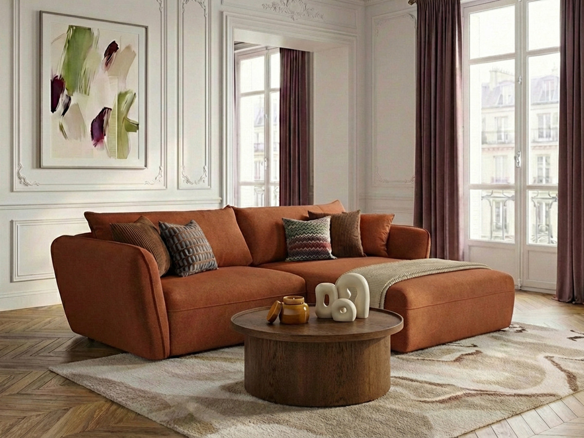 Canapé d'angle LUIGI lisse orange
