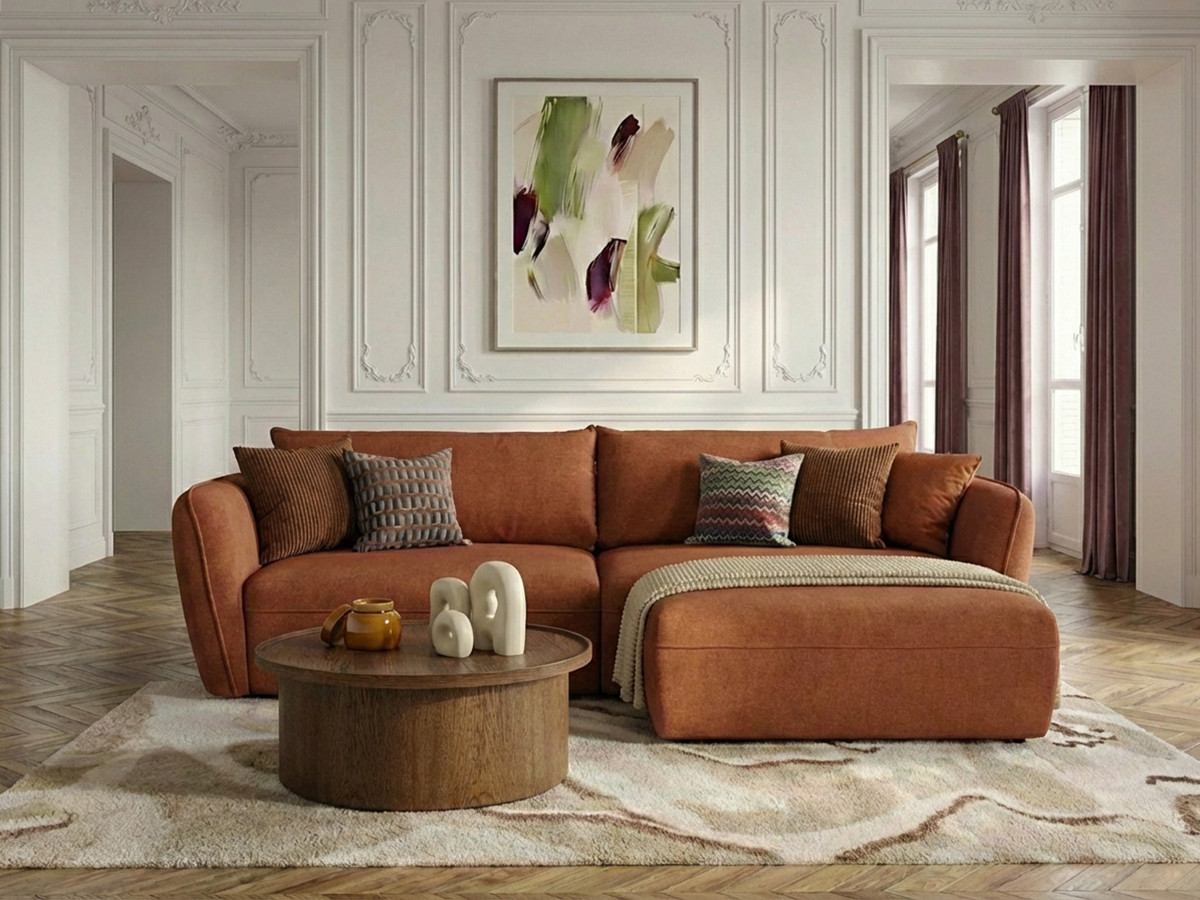 Canapé d'angle LUIGI lisse orange — vue 4