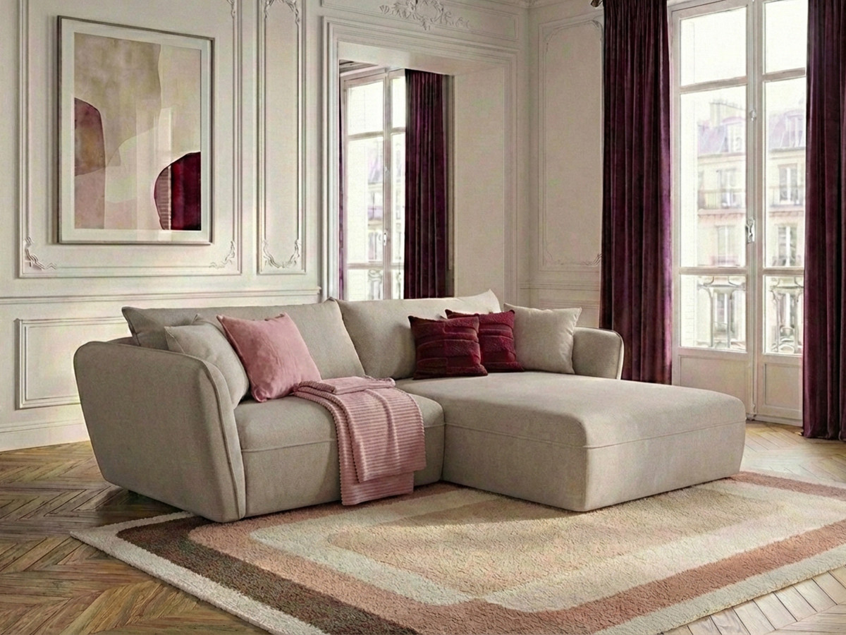 Canapé d'angle LUIGI texturé beige — vue 6