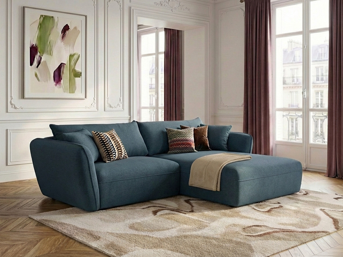 Canapé d'angle LUIGI lisse bleu — vue 6