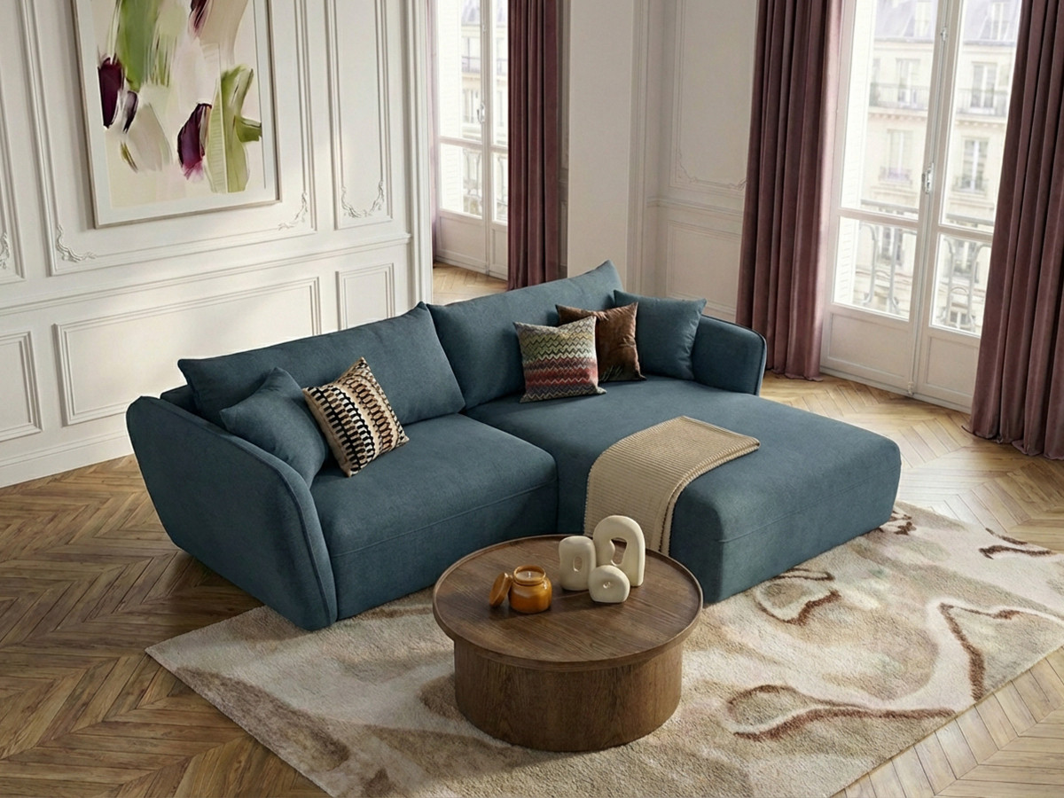 Canapé d'angle LUIGI lisse bleu — vue 5