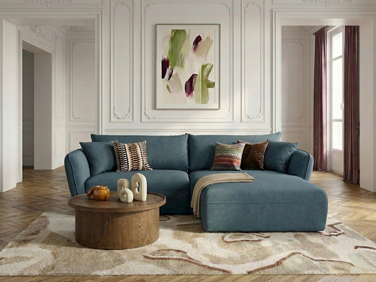 Canapé d'angle LUIGI lisse bleu — vue 4
