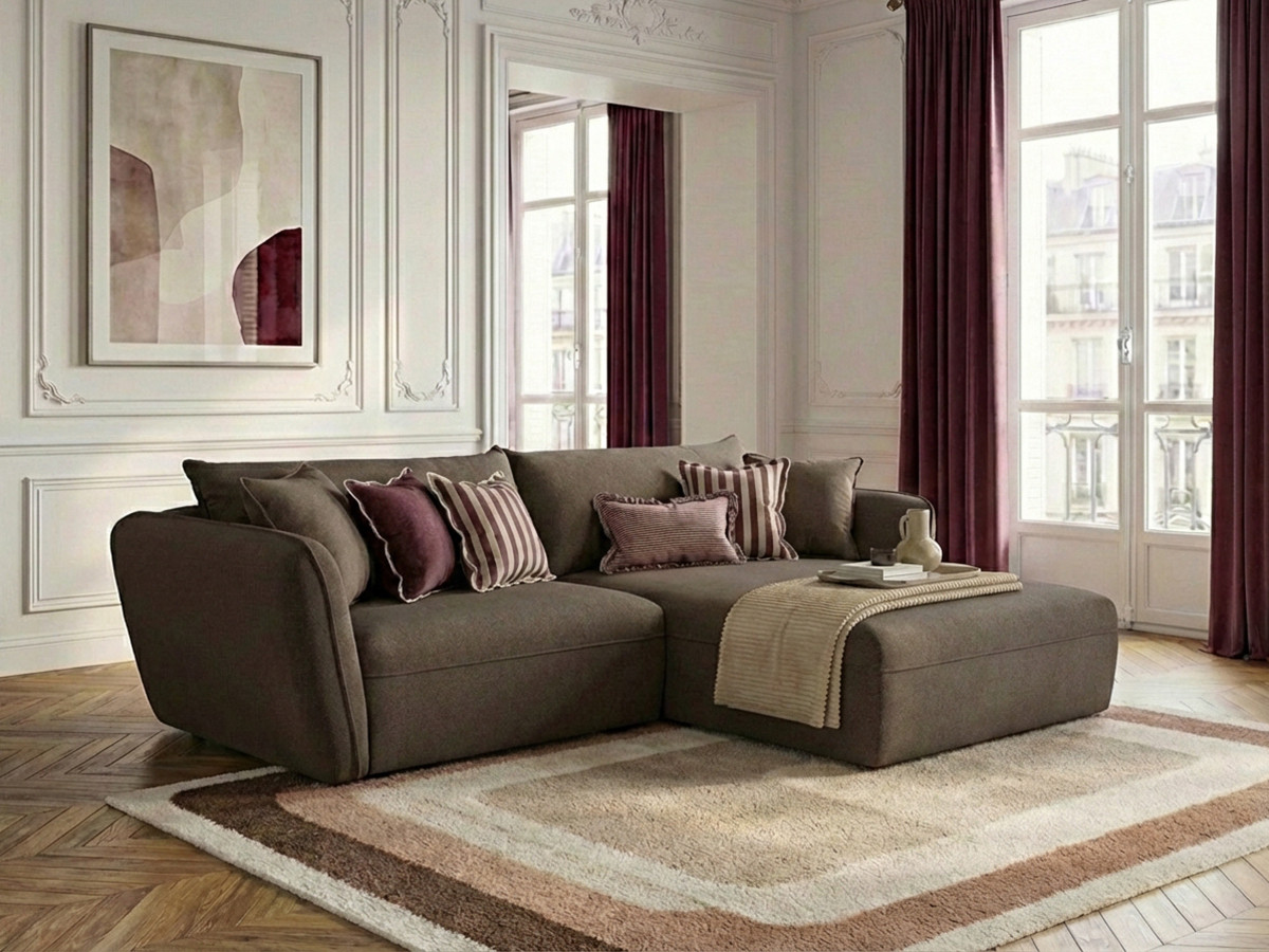 Canapé d'angle LUIGI texturé taupe — vue 6