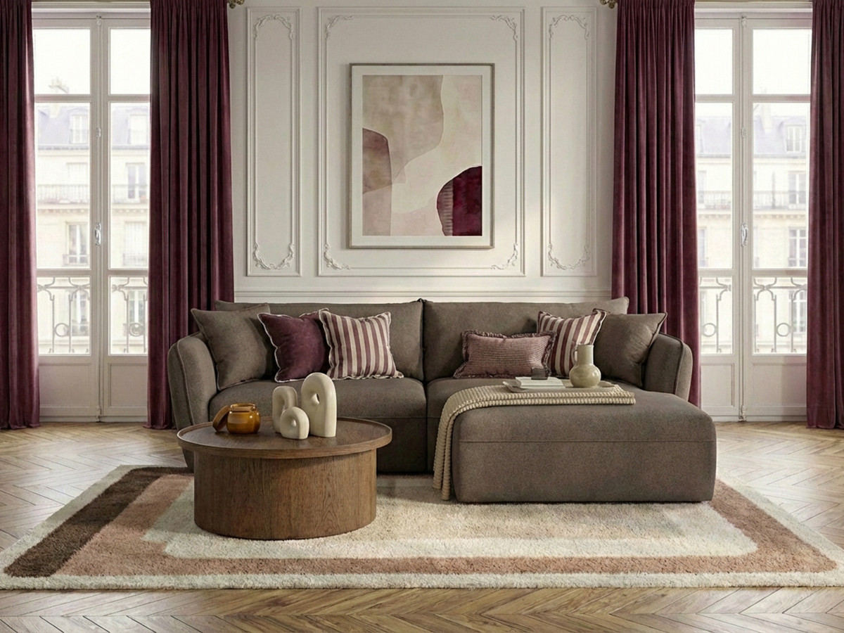 Canapé d'angle LUIGI texturé taupe — vue 4