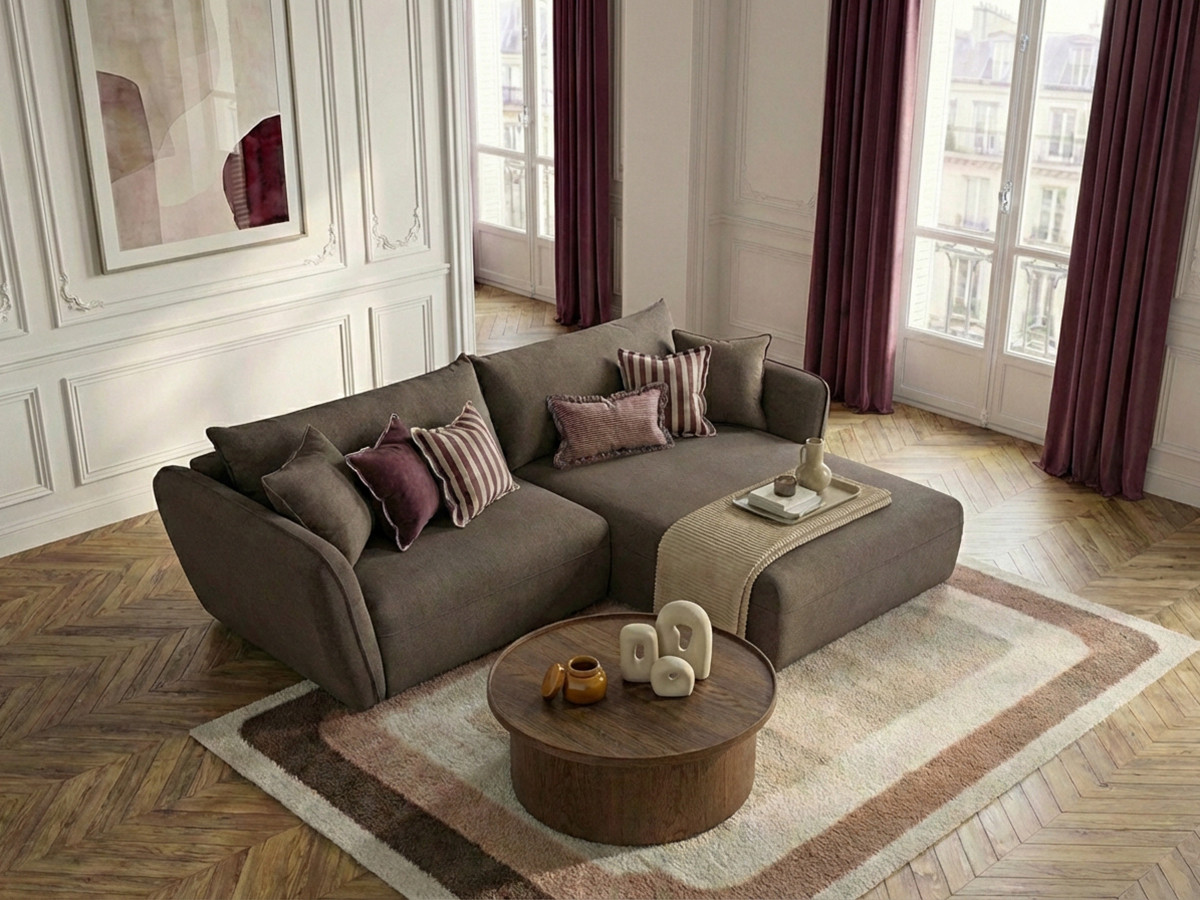 Canapé d'angle LUIGI lisse taupe — vue 5