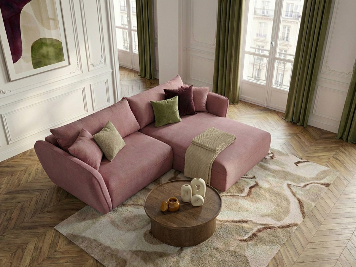 Canapé d'angle LUIGI lisse rose — vue 5