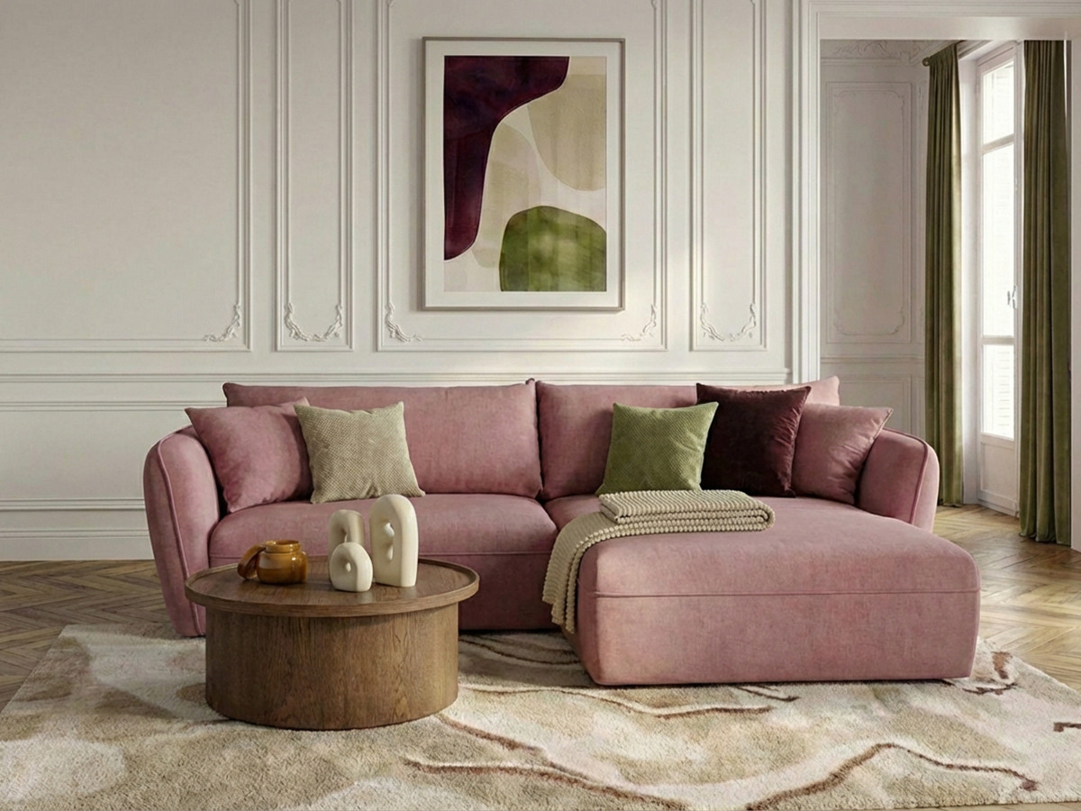 Canapé d'angle LUIGI lisse rose — vue 4