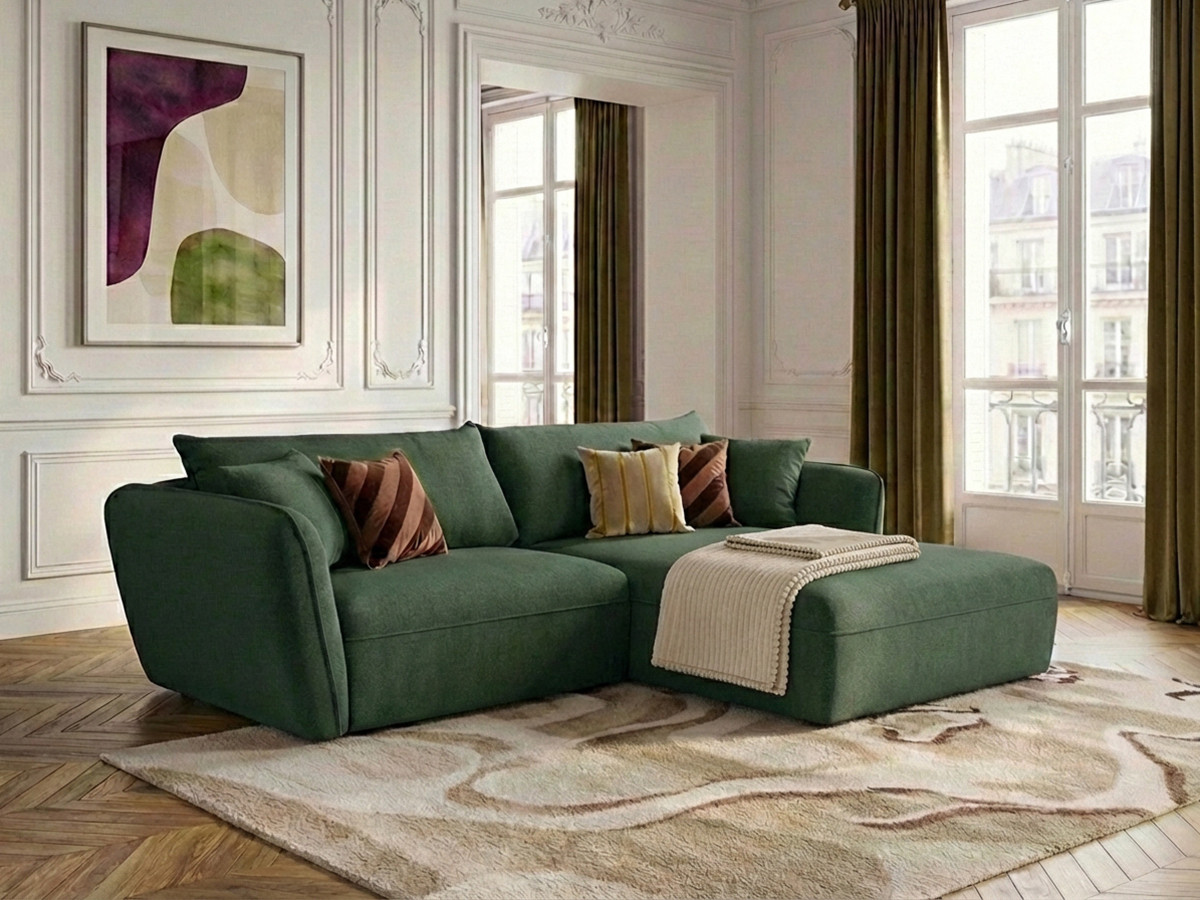 Canapé d'angle LUIGI texturé vert — vue 6