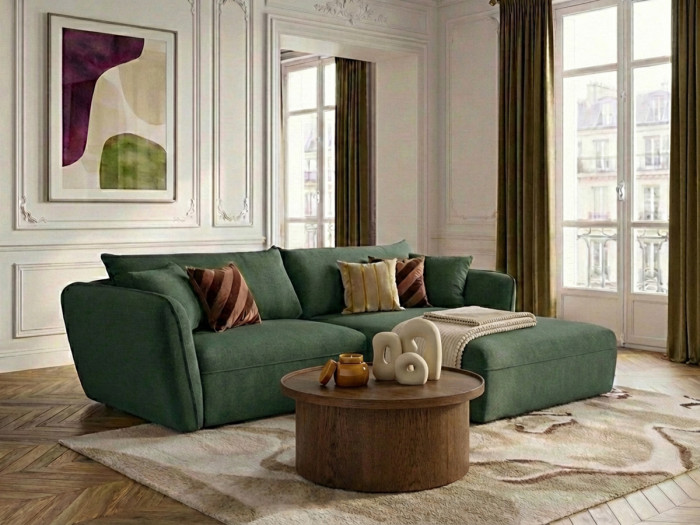 Canapé d'angle fixe LUIGI tissu texturé