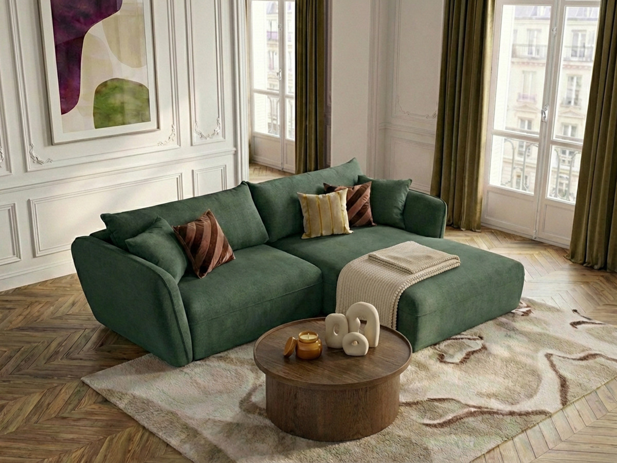 Canapé d'angle LUIGI lisse vert — vue 5