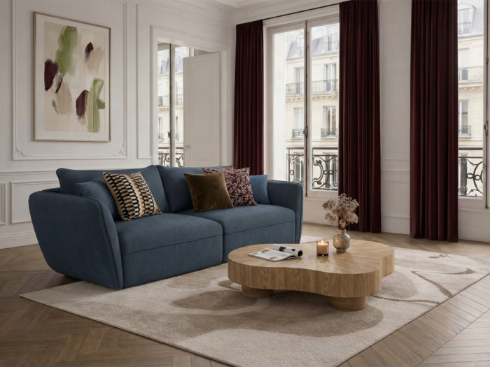 Canapé droit fixe 3 places LUIGI tissu texturé