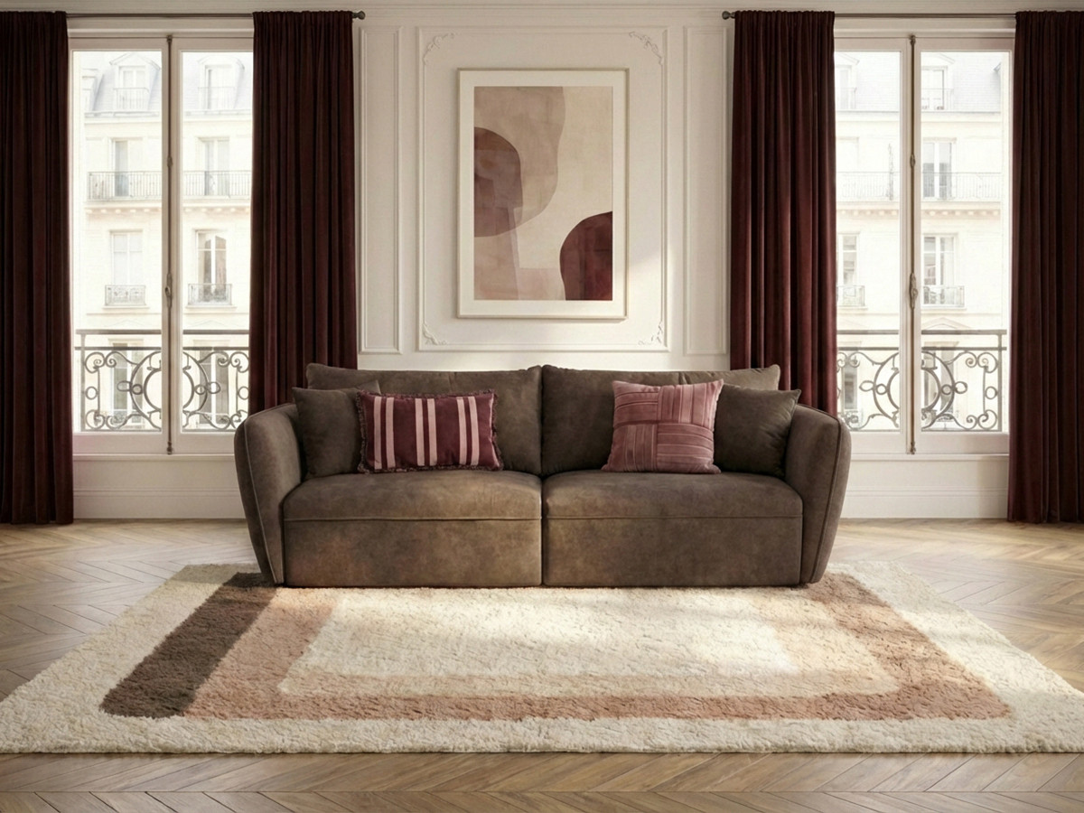 Canapé droit 3 places LUIGI lisse taupe — vue 6