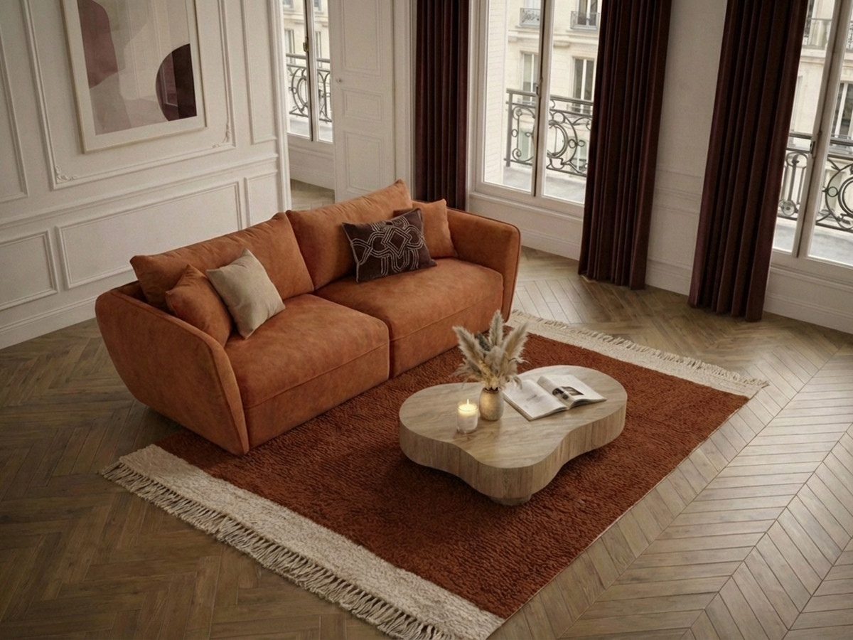 Canapé droit 3 places LUIGI lisse orange — vue 5