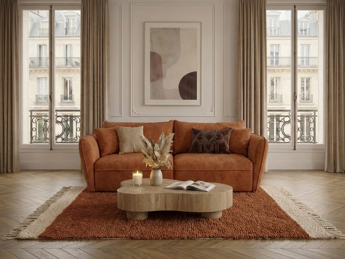 Canapé droit 3 places LUIGI lisse orange — vue 4