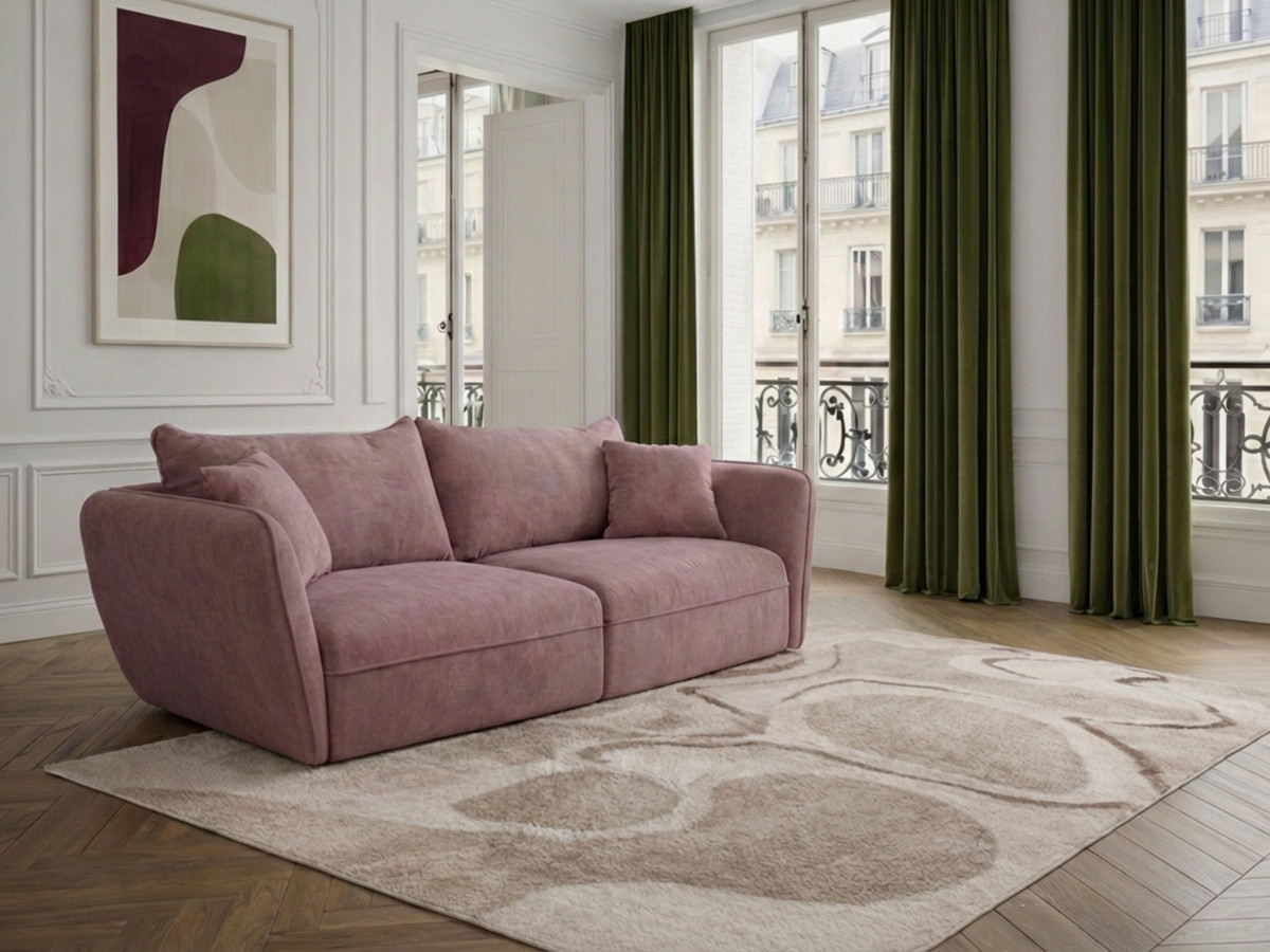 LUIGI 3-zits vaste rechte bank in gestructureerde stof