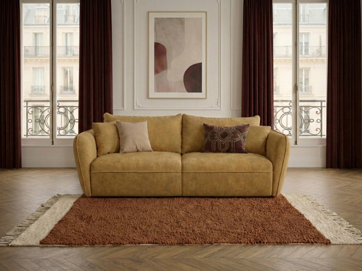 Canapé droit 3 places LUIGI lisse jaune — vue 6