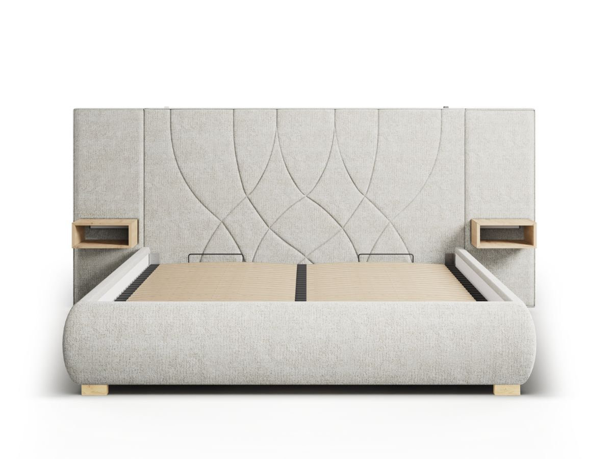 floa opbergbed met nachtkastjes en geïntegreerde ledverlichting gekleurd beige