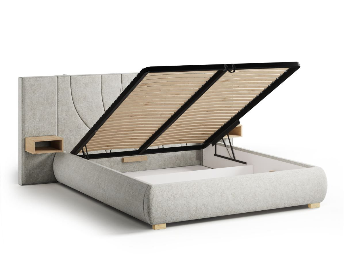 Lit coffre FLOA avec chevets et LED intégrées