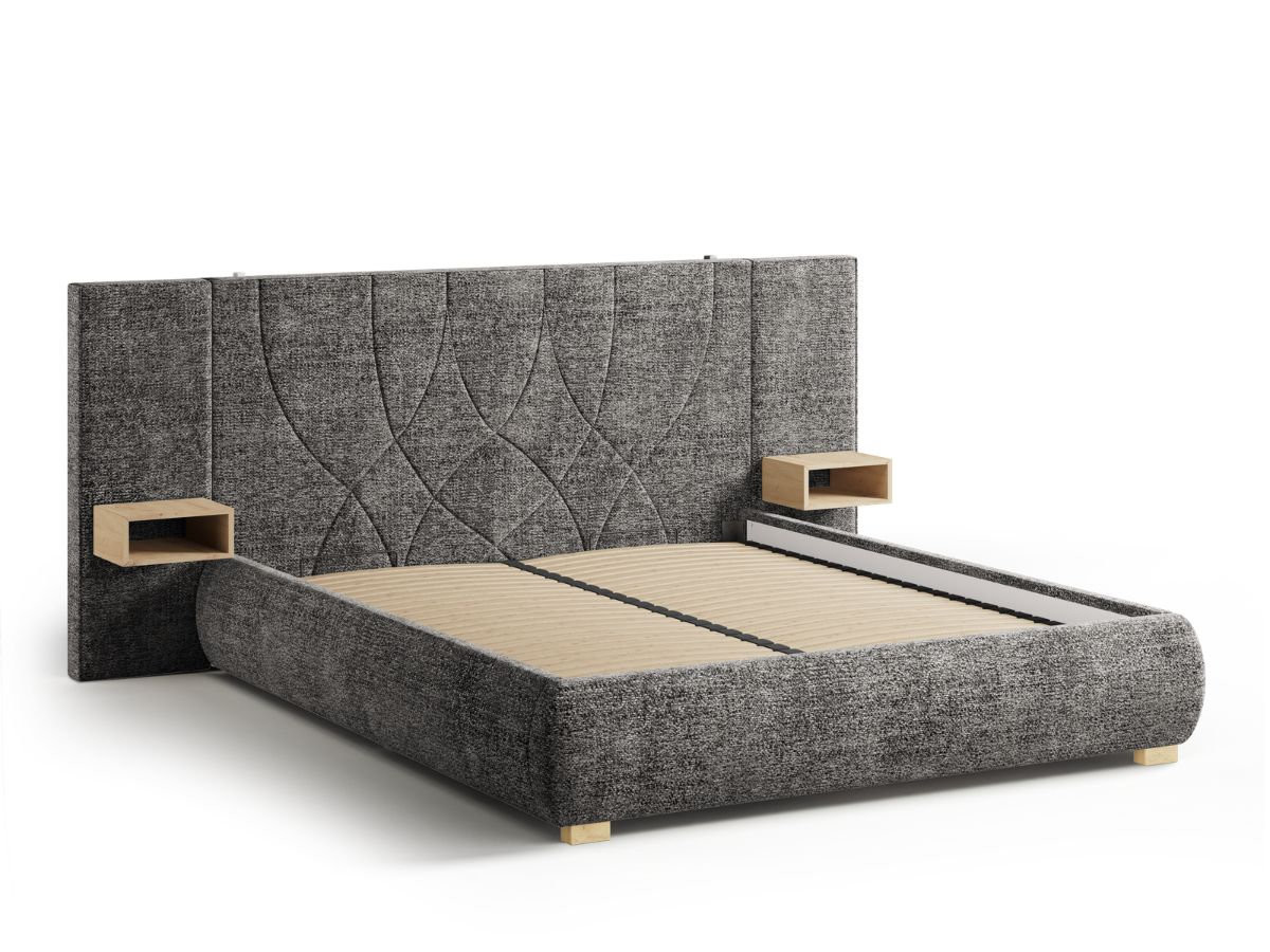 Lit coffre FLOA avec chevets et LED intégrées
